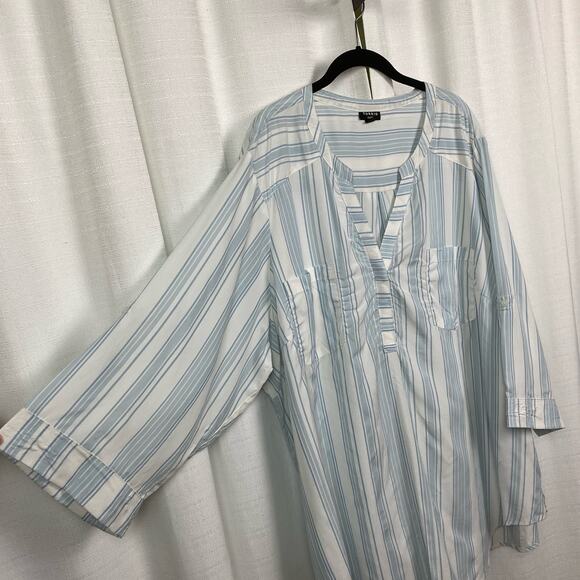 Torrid Blue&White Stripe Harper Popover Blouse Sz.4 - Picture 6 of 12